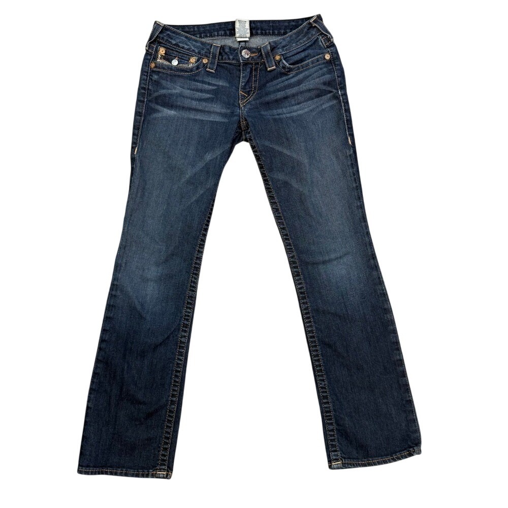 Vintage True Religion Section Straight Jeans Y2K Women 28 Dark Wash Low Rise USA